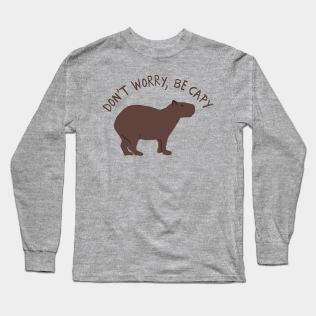 Happy Capybara Long Sleeve T-Shirt by ahadden